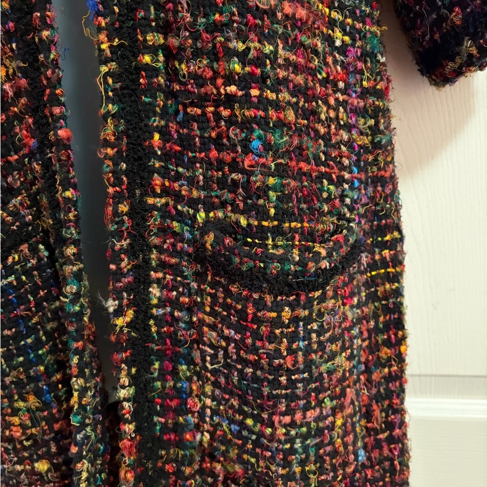 Anthropologie Ett:Twa Tweed Berwyn Rainbow Coat Handmade Frayed Jacket size XS - Picture 7 of 14